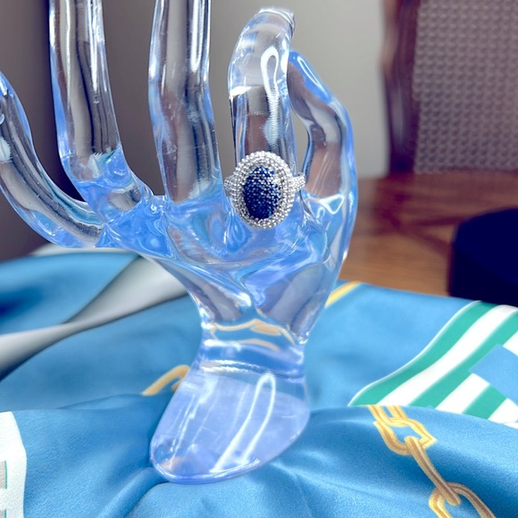 Beautiful Sterling Silver Ring 💍 With Blue And White Zirconia - Picture 1 of 6